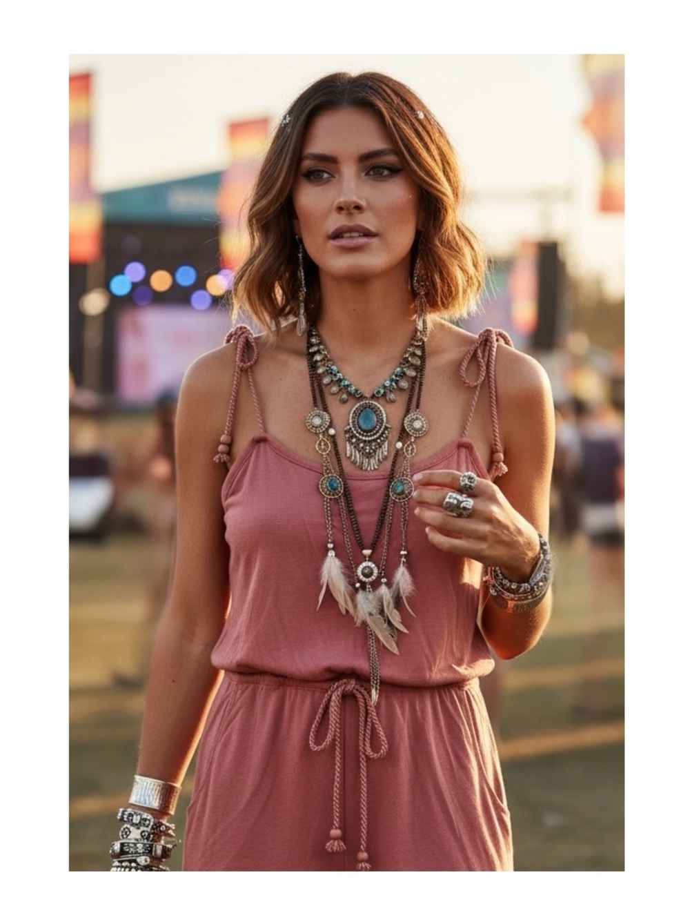 new Trovata ♕ Braided Strap Drawstring Waist Cami Top ♕ Dusty Pink Large